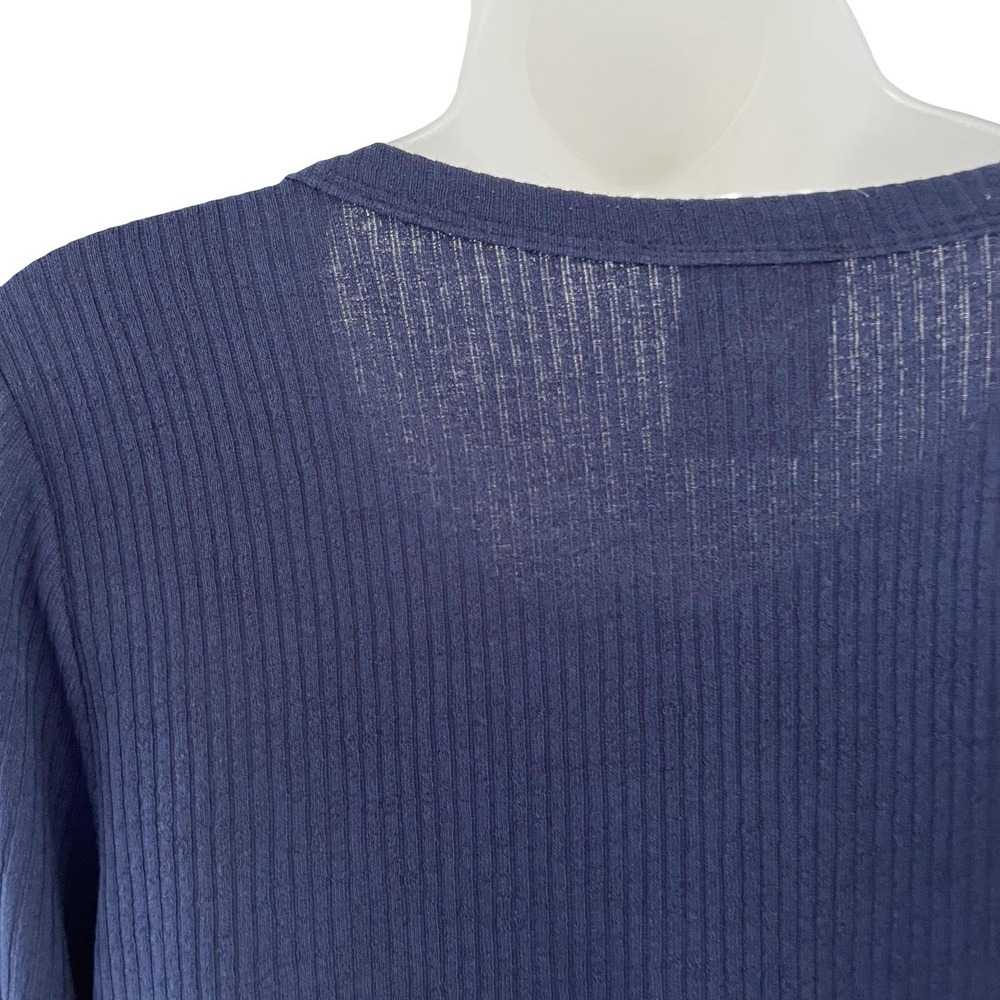 Vocal Top Womens XL Navy Blue Skull Rhinestone Long Sleeve Ribbed USA Gothic Y2K - Picture 7 of 16